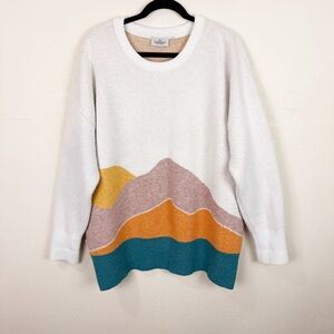 Passenger Sweater Wool Blend Oversized Abstract Cream Pullover XL